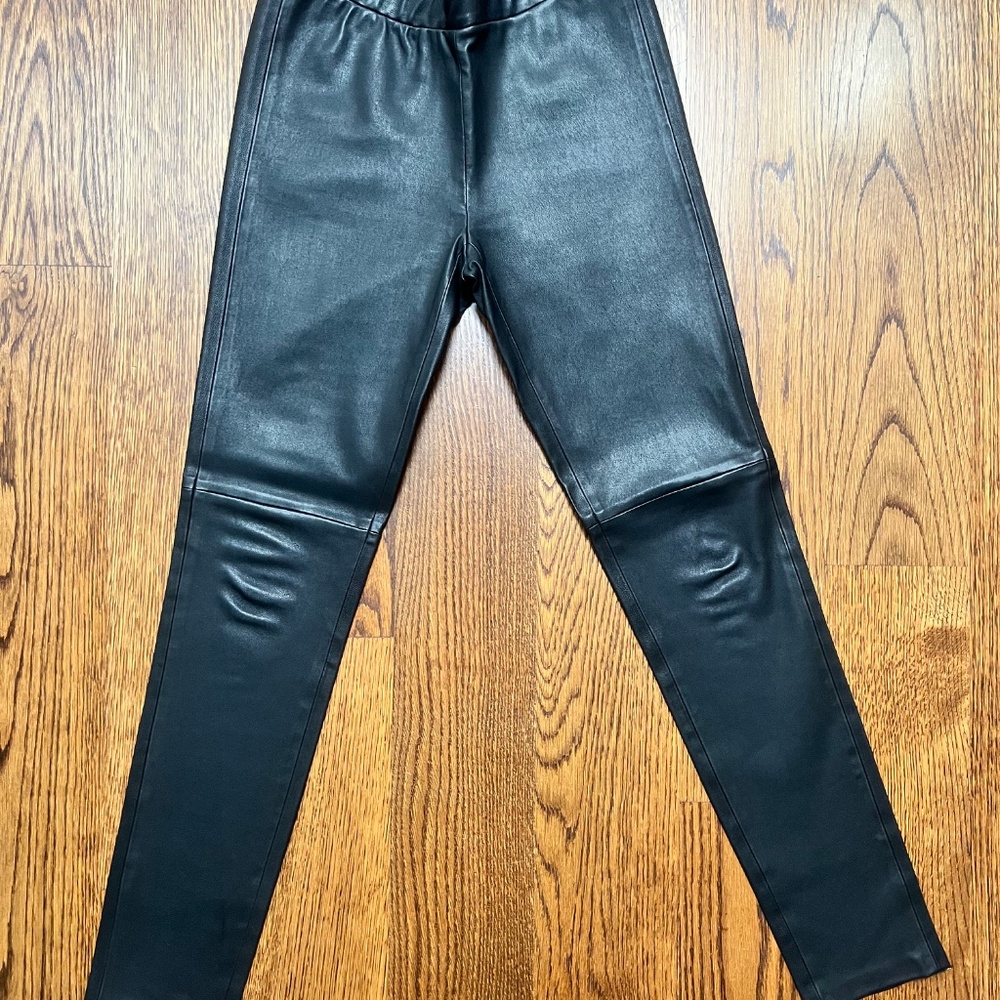 Theory Black Leather Leggings Size 6